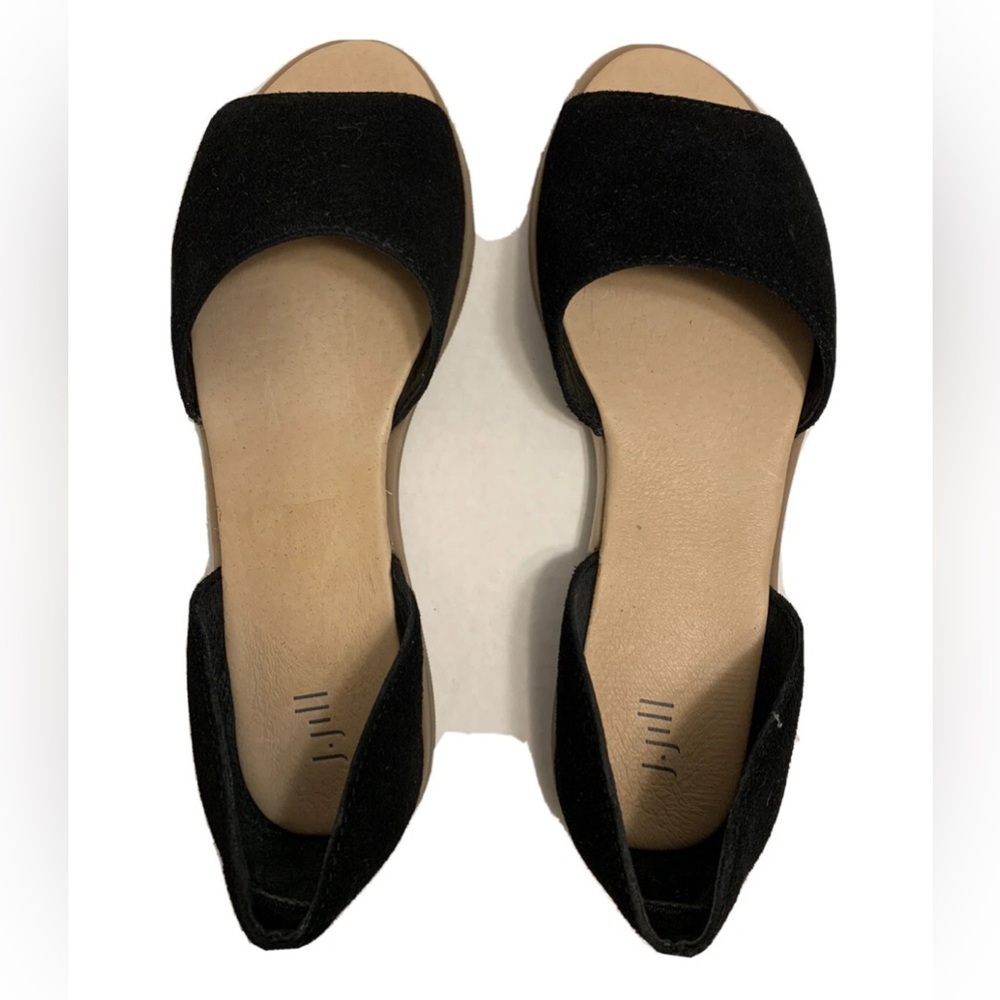J Jill Womens Size 6.5 D’Orsay Open Toe Flat Black Suede Leather Slip On Classic - Picture 4 of 8